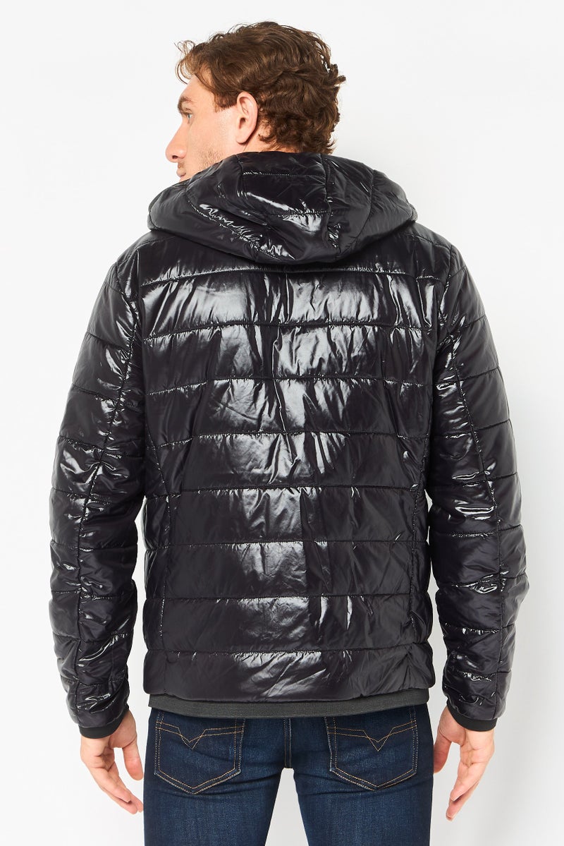 GEOX Men Reversible Solid Long Sleeve Puffer Jacket, Black - Image 4